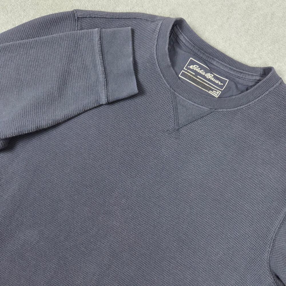 Eddie Bauer Mens Medium Navy Blue Long Sleeve Thermal Waffle Knit Shirt